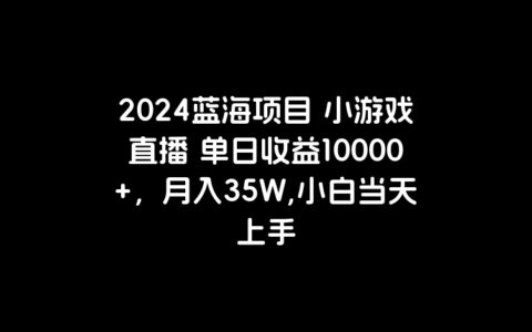 2024蓝海项目 小游戏直播 单日收益10000+，月入35W,小白当天上手