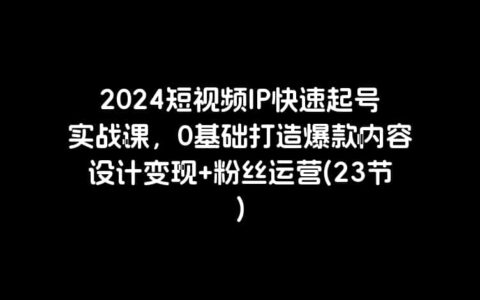 2024短视频IP快速起号实战课，0基础打造爆款内容设计变现+粉丝运营(23节)