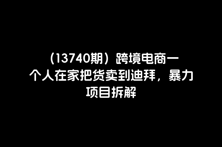 （13740期）跨境电商一个人在家把货卖到迪拜，暴力项目拆解