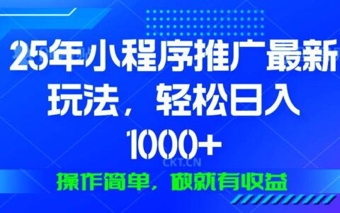 （13909期）25年微信小程序推广最新玩法，轻松日入1000+，操作简单 做就有收益