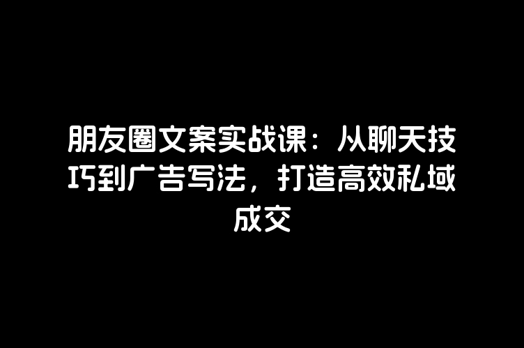 朋友圈文案实战课：从聊天技巧到广告写法，打造高效私域成交