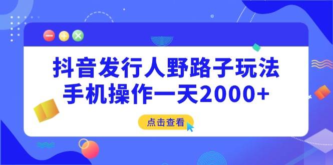 （14319期）抖音发行人野路子玩法，手机操作一天2000+